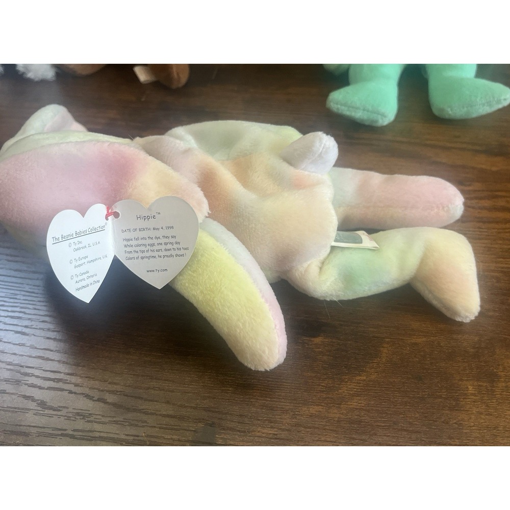 Ty Beanie Babies Bunny Rabbit Set Of 4-Hippie, Nibble, Hippity, Ears- New W Tags - Picture 12 of 12